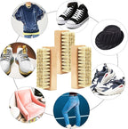 Sneaker Shoe Cleaner Brushes, Boar Bristles Wooden Cleaning Brush Cleans Dirt and Grime from Shoes and Laundry - 3 Pack