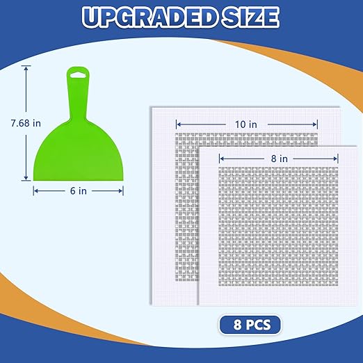 Dry Wall Repair Kit Upgraded Size, 8 Psc 10/8 Inch Self-Adhesive Aluminum Drywall Patch Kit