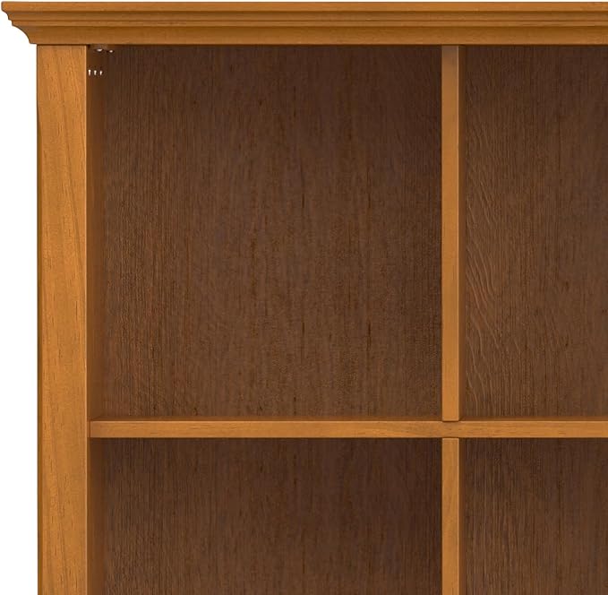 SIMPLIHOME Acadian Bookcase - 57 inch Tall 12-Cube Solid Wood Storage Display Unit in Light Golden Brown, Transitional Cube Organizer for Living Room or Office with Fixed Shelves and Tapered Legs