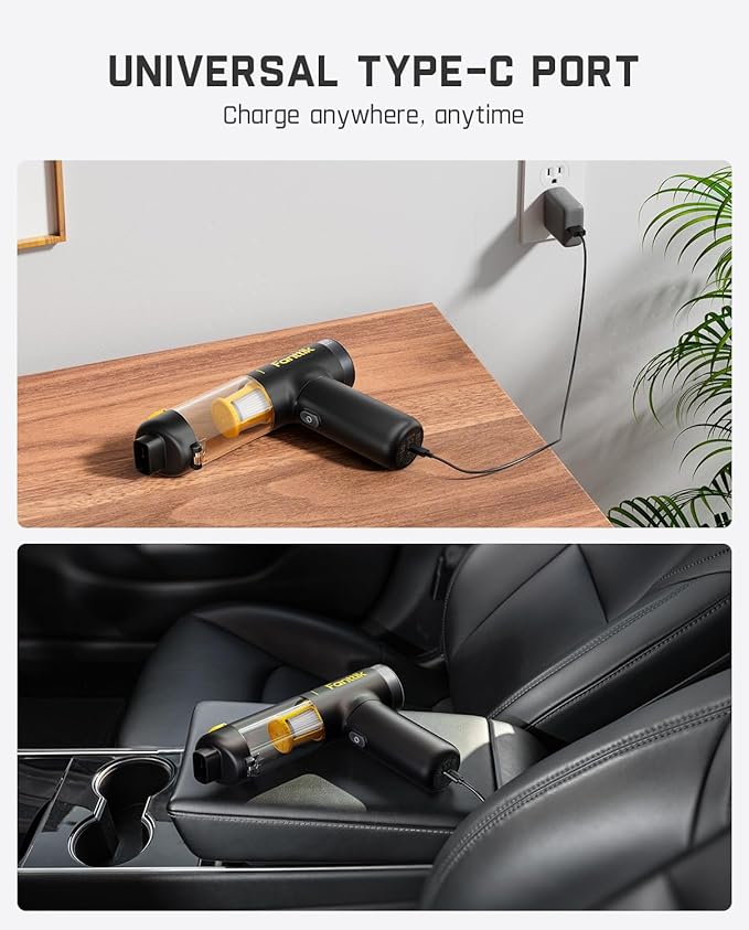 Fanttik Slim V10 Mix Cordless Car Vacuum, 4 in 1 Handheld Air Duster, Color Smart LED Display, 16kPa Suction Power, Cordless Portable Mini Keyboard Vacuum for Car, Office Desk