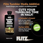 Flitz Tumbler Media Additive - 7.6oz Bottle of USA-Made Brass Cleaner Reloading Liquid for Ammo, Copper, & All Metals - Ammonia-Free Tumbling Polish to Remove Oxidation, Powder Residue (1 Pack)