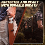 TAN REN Machete for Cutting Trees Heavy Duty, Survival Machete with Sheath for Yard Work, Full Tang Fixed Blade Knife with Wood Handle, Camping Machetes Heavy Duty, Clearing Brush and Gardening