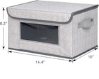 Univivi [4-Pack Fabric Storage Boxes Collapsible Storage Bins with Lids and Handles Cube Organizer Basket for Home, Closet, Bedroom (Gray, 14.4''x10''x8.3'')