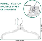 Quality Hangers 12 Pack Crystal Clear Plastic Hangers with Easy Swivel 360 Degree Hook Slim Crystal Coat Hangers 17 Inches (12, 17")