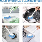 SetSail Dish Brush with Handle, 3 Pack Stiff Bristles Dish Scrubber with Built-in Scraper Dish Scrub Brushes for Cleaning Dishes, Pots and Pans, Kitchen Sink, 3 Pack, Black Blue