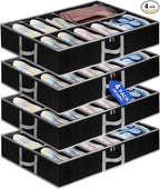 punemi 4pcs Under Bed Shoe Storage Organizer, Adjustable Adhesive Strap Shoe Organizer Under Bed With Bottom Support & 3 Sturdy Handles, Underbed Shoe Organizers For Closet Boot, Sneakers, Heels