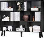 YAHARBO 10 Cube Large Bookshelf,3 Tier Bookcase with Legs,Black Mid-Century Modern Bookshelves,Wide Free Standing Open Storage Organizer Shelf,Tall Wooden Book Case Furniture for Living Room,Office