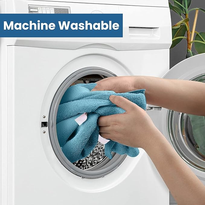 DAN RIVER 12-Pack Blue Microfiber Towels – Ultra Absorbent, Lint-Free & Streak-Free Cleaning Towels for Home, Car & Kitchen - Must-Have Cleaning Essentials - 12" x 12"