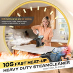 Heavy Duty Steam Cleaner with Continuous Spray & Safety Lock, Multipurpose Handheld Steamer for Home Use, 10S Fast Heating Steamer with 9PC Accessories for Car Furniture Kitchen Grout and Upholstery