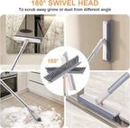 Grout Brush with Long Handle, 2 in 1 V-Shaped Floor Scrub Brush for Cleaning, Bathroom, Garage, Wall, Patio, and Tile, Stiff Bristle Brush with 54'' Telescopic Handle