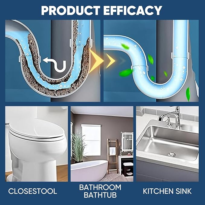 Sink & Drain Cleaner, Dodorado Drain Cleaner Powder, 3.9 oz Bottle, Sewer Pipe Maintainer for Kitchen, Bathtub, Shower Drains (1Bottle)