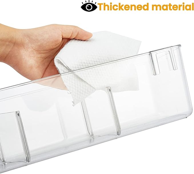 vacane 2 Pack Plastic Over Cabinet Door Organizer with Removable Hooks, Clear Hanging Baskets for Organizing Over the Cabinet Organizer Holder for Kitchen, Bathroom-Hang Outside or Inside Door-M