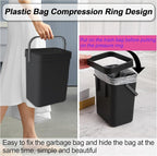 Compost Bin Kitchen, Bring 5 Rolls (100) of Garbage Bags, for Use on Countertops or Under Sinks, Hanging Trash Can with Lid, for Cupboard/Bathroom/Bedroom/Office/Camping(Black 0.8 Gallon/3L)