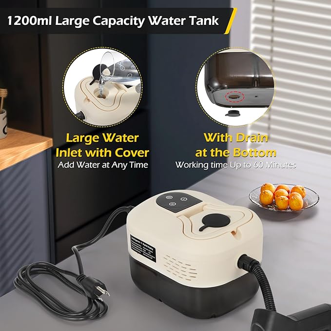 Dyna-Living Steam Cleaner 1500W Handheld Steamer for Cleaning Portable Car Steamer Cleaner, 221℉ High-Temp Steamer Cleaner for Home, Intelligent Touch Panel & Spray Gun Control