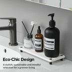 Instant Dry Sink Caddy Kitchen Sink Organizer, Quick Drying Diatomaceous Earth Stone Sink Tray Sponge Holder Soap Dish, Bathroom Countertop Vanity Dispenser Toothbrush Bottle, White, 10" x 4"