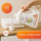 Citrus Organic Plant- Based Laundry Detergent 68 Fl Oz | 66 Loads, Natural Hypoallergenic Non-Toxic Soap for Sensitive Baby Skin. Concentrated Enzyme Stain Remover, Sulfate Free