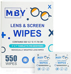 Lens Cleaning Wipes (550 Total Wipes) | Pre-Moistened Individually Wrapped Wipes | Non-Scratching & Non-Streaking | Safe for Eyeglasses, Goggles, & Camera Lens (550)