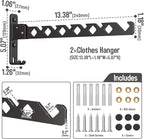 Wall Mounted Clothes Drying Rack, Wall Clothes Hanger Hook for Laundry Room Hanger Foldable, Wall Clothes Rack Indoor, Perfect for Small Spaces, Matte Black 2 Packs