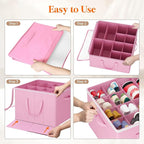 Lifewit 4 Pack Shoe Storage Organizer for Closet, Large Shoe Box Storage Containers with Clear Cover, Foldable Storage Bins Fit for Boots Fits 48-64 Pairs (Each 12-16 Pairs) Pink