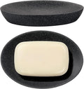 Shinowa Soap Dish, Resin Soap Saver Sponge Dish Tray Mini Storage Tray for Bathroom Bedroom Vanity Table Kitchen Counter-Top Organization, Gravel Black