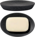 Shinowa Soap Dish, Resin Soap Saver Sponge Dish Tray Mini Storage Tray for Bathroom Bedroom Vanity Table Kitchen Counter-Top Organization, Gravel Black