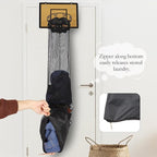 Over the Door Basketball Hoop Laundry Basket ,Wooden Basketball Laundry Hamper with Zipper for Kids Room,Dorm Rooms,Bathroom,Saving Space Storage and Organization