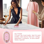 Newbealer Travel Iron with Global Voltage, 100-240V Mini Dry Iron for Clothes (No Steam), Max 300W, 60s Heat Up, 302℉ Non-Stick Ceramic Soleplate, 0.8lbs Ultra-Lightweight (Pink)