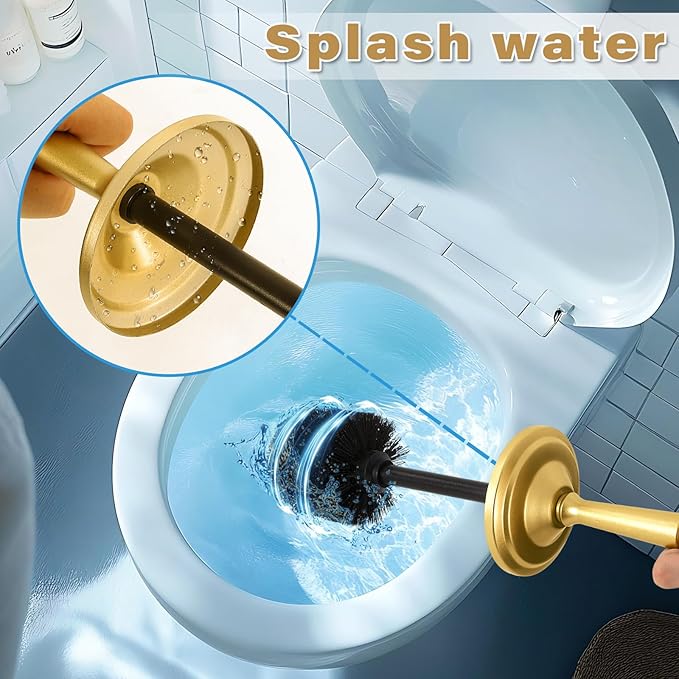 Gold Toilet Brush and Holder Set, Stainless Steel Toilet Brush for Bathroom,Heavy Duty Gold Toilet Bowl Brush and Holder,Deep Cleaning Modern Toilet Cleaner Brush -Space Saving, Covered Brush, Durable