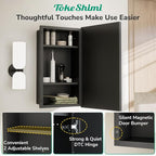 TokeShimi 48x30 Medicine Cabinet Mirror Bathroom Vanity Black Metal Framed Recessed or Surface Mounted Medicine Cabinet with Beveled Mirror with Storage Aluminum for Modern Farmhouse