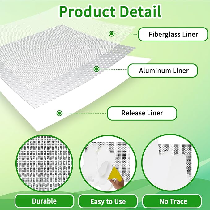 8 Pack Drywall Repair Kit, 4/6/8 Inch Dry Wall Patch Kits for Small to Medium Holes with Scraper&Sandpapers, Heavy Duty Self-Adhesive Mesh, Drywall Hole Repair Kit for Wall Ceiling
