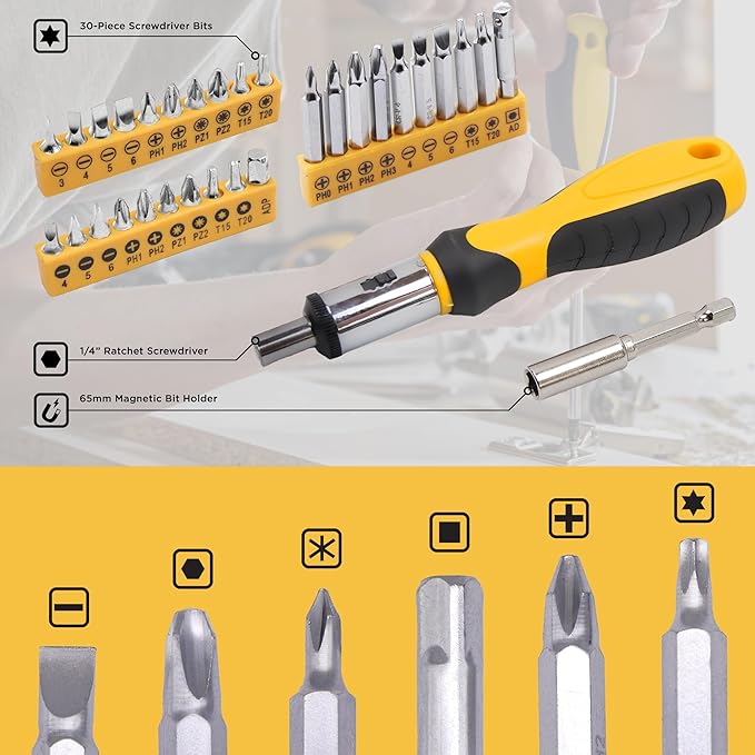 Start Pro 237-Piece Household & Auto Repair Tool Kit - General Hand Tool Set with Screwdrivers, Sockets, Wrenches & Plastic Storage Case, Portable for DIY