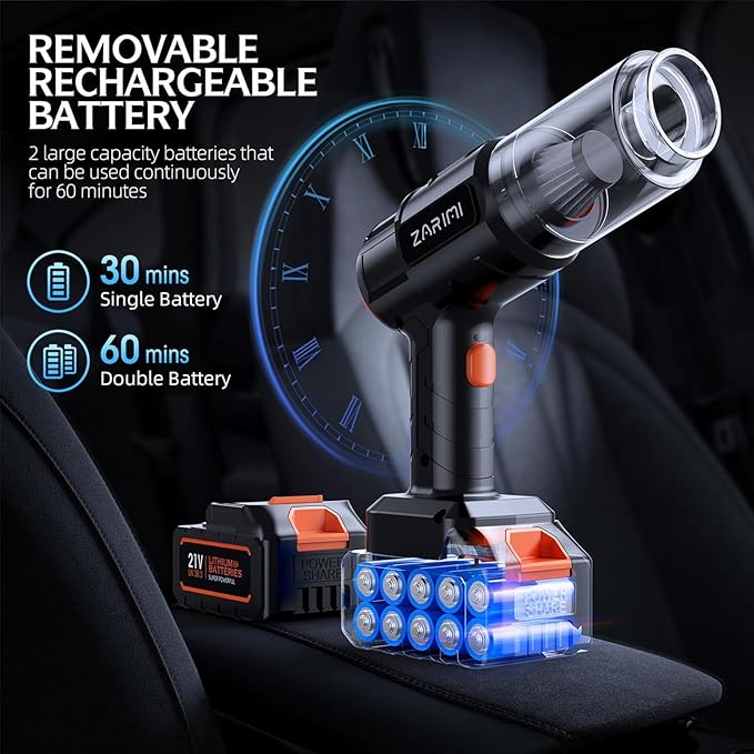 Car Vacuum Portable Cordless, 40,000Pa High Power Dust Buster, 6-in-1 Handheld Vacuum Cleaners for Home, Car, Pet Hair, Keyboard, Black