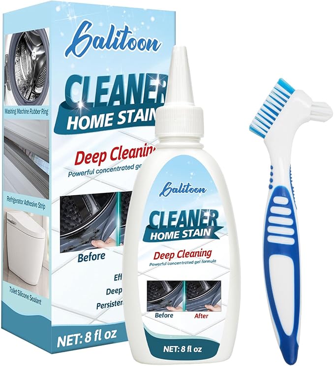 Mold Stain Cleaning Gel, Washing Machine Cleaner for Washing Machine Seal, Refrigerator Strips, Best for Home Sink, Kitchen, Showers, Household Grout Cleaner (8 Fl Oz (Pack of 1))