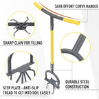 Jardineer Hand Tiller Cultivator, Twist Tiller Garden Claw Heavy Duty, Manual Soil Tiller for Flower Box and Raised Bed