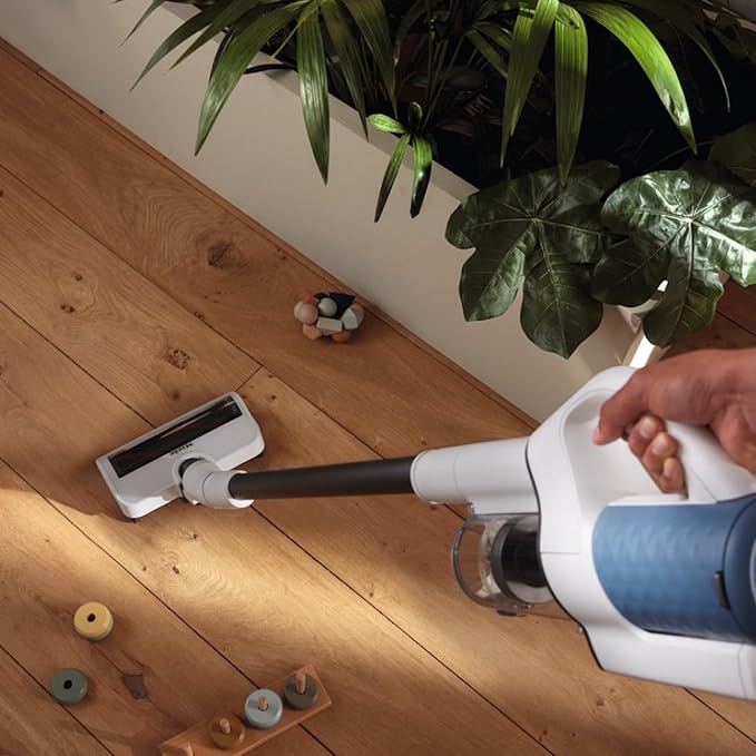 Miele Duoflex Vacuum Cleaner, Cordless and Bagless Multi-Use Flexible Stick Vacuum with Attachable MultiFloor Brush, in Brilliant White / Space Grey / Nordic Blue