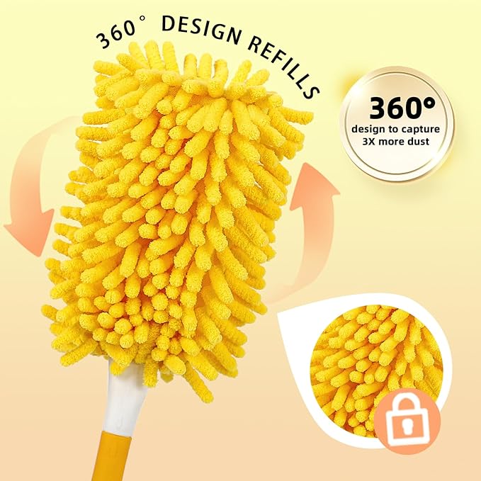 Reusable Duster Refill Compatible with Swiffer Hand Duster - 360 Heavy Duty Dusters Refills - Microfiber Ceiling Fan Duster for Swiffer Dusters Extended Handle, 6 Pack(Handle is Not Included)