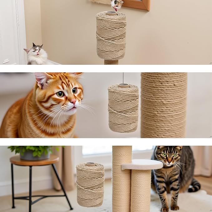 1/5 in (5 mm) X 100 Ft (30 Meters) Jute Twine Rope String for Home Decorating, Cat Scratcher Post Tree, DIY Arts Crafts, Garden, Binding, Packing Material