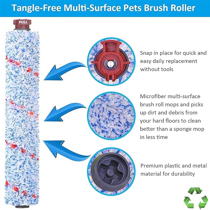 for Bissell CrossWave Vacuum Cleaner Replacement Parts 4 Pack 1868 Bissell CrossWave Multi-Surface Brush Rolls Tangle-Free+ 4 Pack 1866 Replacement Vacuum Filters Compare Part 1608683 1608684