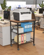 Kitchen Rolling Cart with Storage, 3 Tier Microwave Stand on Lockable Wheels, Small Utility Cart, Coffee bar&Tea Table, Organizer Shelves for Kitchen, Office, Living Room