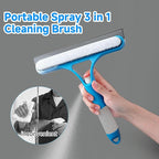 3 in 1 Window Cleaning Scraper with Sprayer, All-Purpose Squeegee for Shower Glass, Car Windows, Mirrors & Home, Window Cleaner Tool with Built-in Spray Bottle (Blue)
