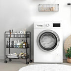 3 Tier Rolling Cart, Rust-Resistant Mesh Wire Metal Utility Cart with Wheels & 4 Side Hooks, Tool-Free Assembly, for Kitchen, Bathroom, Laundry Room, Living Room, Pantry, Dorm