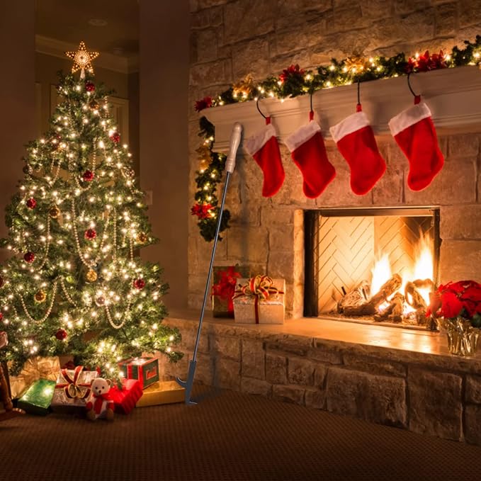 AGM Fire Pit Poker, 32" Fire Poker Stick with Wooden Handle&Barb for Campfire, Fireplace, Bonfires, Heavy Duty Wrought Iron Fire Pit Tools Accessories for Outdoor & Indoor