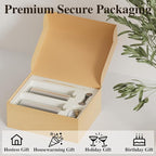 Glass Dish Soap Dispenser Set for Kitchen Sink,18Oz Hand Soap Dispenser for Bathroom with Wood Tray & Silver Stainless Steel Pump,Vertical Stripe Design