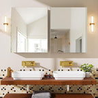 BEAUTYPEAK Bathroom Medicine Cabinet Mirror with Storage, 20 Inch x 24 Inch Silver Medicine Cabinet with Single Door & Adjustable Shelves for Vanity, Tempered, Aluminum Surface, Wall-mount or Recessed