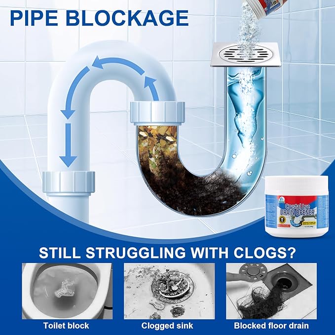BELL BIRD Drain Opener,Powerful Unclogging,Crystal lye, Sodium hydroxide, Unclog drains, Bathroom sinks, Kitchen sinks, Shower pipes (1 PSC, Gram, 260)