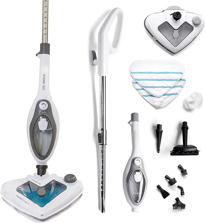 Steam and Go 10-in-1 Steam Mop - Multi-Functional Floor Steamer for Home Use w/Detergent Chamber, Detachable Handle & Handheld Steam Cleaner for Tile, Grout, Hardwood, Upholstery, Carpets & Furniture
