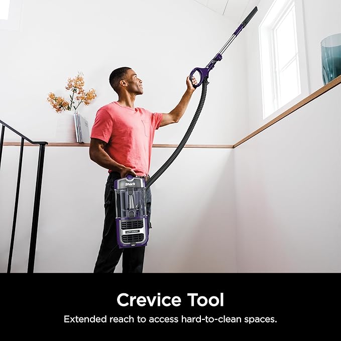 Shark Lift-Away Upright Vacuum with Powerfins, Self-Cleaning Brushroll, Anti-Allergen Complete Seal Technology, No Hair Wrap, LED Headlights, and Advanced Swivel Steering, Eggplant, ZD201