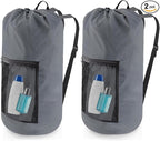 Laundry Bag Backpack, 2PCS Extra Large Travel Laundry Bag with Mesh Pocket & Adjustable Shoulder Straps,Dirty Clothes Travel Bag for College Students Dorm,Apartment(Grey)