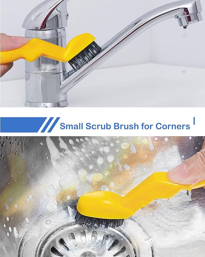 4 PCS Multi Purpose Small Crevice Cleaning Brushes for Tight Narrow Space, Small Scrub Brush Set for Scrubbing Cleaning Kitchen Sink Bathroom Shower Corner Household Use