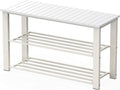 Simple Houseware Wood Top Shoe Storage Bench for Entryway, White